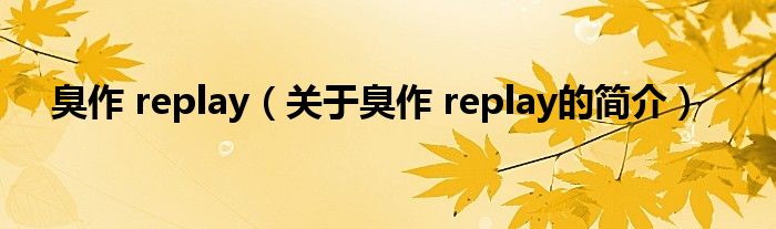 臭作 replay（關(guān)于臭作 replay的簡(jiǎn)介）