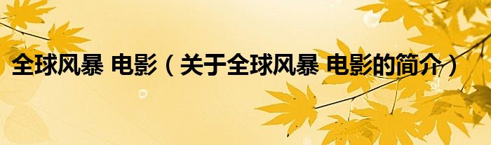 全球風(fēng)暴 電影（關(guān)于全球風(fēng)暴 電影的簡(jiǎn)介）