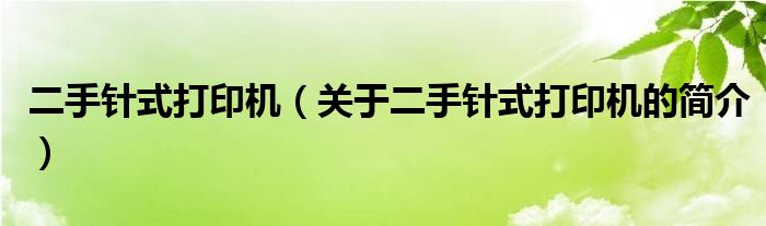 二手針式打印機(jī)（關(guān)于二手針式打印機(jī)的簡介）