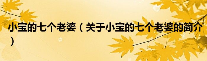 小寶的七個(gè)老婆（關(guān)于小寶的七個(gè)老婆的簡(jiǎn)介）