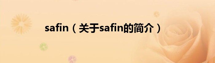 safin（關(guān)于safin的簡介）