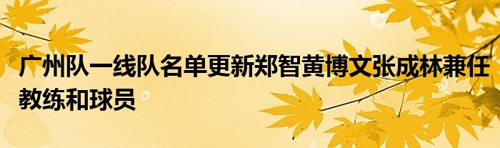 廣州隊一線隊名單更新鄭智黃博文張成林兼任教練和球員