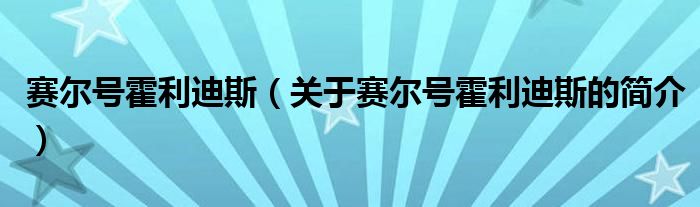 賽爾號霍利迪斯（關(guān)于賽爾號霍利迪斯的簡介）