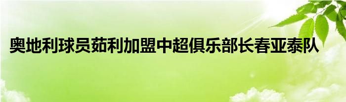 奧地利球員茹利加盟中超俱樂部長(zhǎng)春亞泰隊(duì)