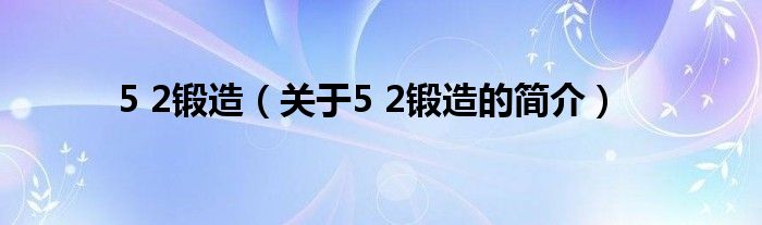 5 2鍛造（關(guān)于5 2鍛造的簡介）