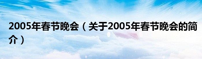 2005年春節(jié)晚會（關(guān)于2005年春節(jié)晚會的簡介）