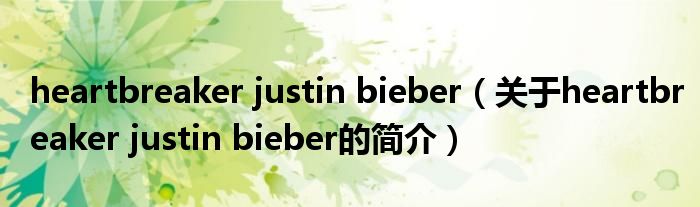 heartbreaker justin bieber（關(guān)于heartbreaker justin bieber的簡(jiǎn)介）