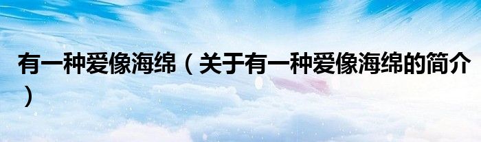 有一種愛像海綿（關(guān)于有一種愛像海綿的簡(jiǎn)介）