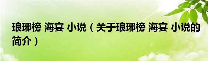 瑯琊榜 海宴 小說（關(guān)于瑯琊榜 海宴 小說的簡介）