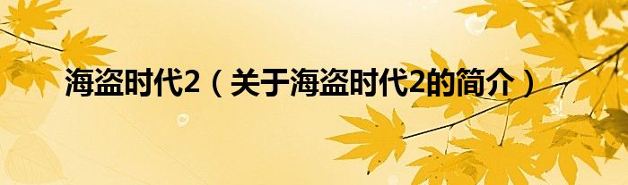 海盜時(shí)代2（關(guān)于海盜時(shí)代2的簡介）