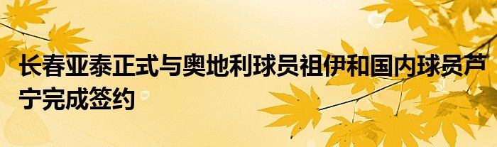 長春亞泰正式與奧地利球員祖伊和國內(nèi)球員蘆寧完成簽約