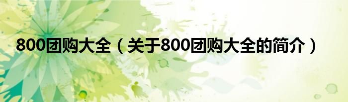 800團(tuán)購大全（關(guān)于800團(tuán)購大全的簡介）