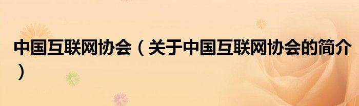 中國(guó)互聯(lián)網(wǎng)協(xié)會(huì)（關(guān)于中國(guó)互聯(lián)網(wǎng)協(xié)會(huì)的簡(jiǎn)介）