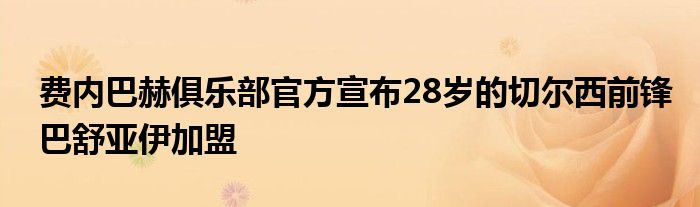 費內(nèi)巴赫俱樂部官方宣布28歲的切爾西前鋒巴舒亞伊加盟