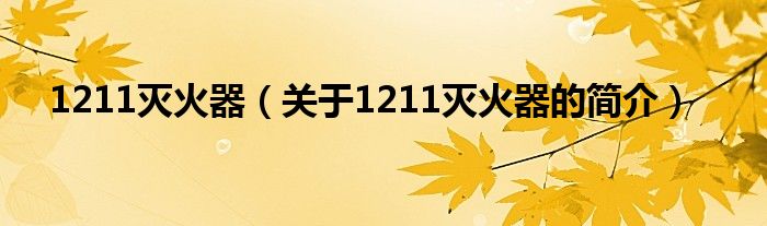 1211滅火器（關(guān)于1211滅火器的簡介）