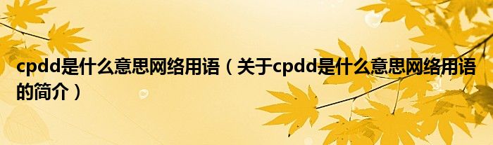 cpdd是什么意思網(wǎng)絡(luò)用語（關(guān)于cpdd是什么意思網(wǎng)絡(luò)用語的簡(jiǎn)介）