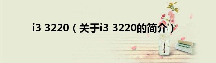 i3 3220（關(guān)于i3 3220的簡(jiǎn)介）