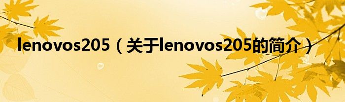 lenovos205（關(guān)于lenovos205的簡(jiǎn)介）