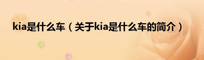 kia是什么車(chē)（關(guān)于kia是什么車(chē)的簡(jiǎn)介）