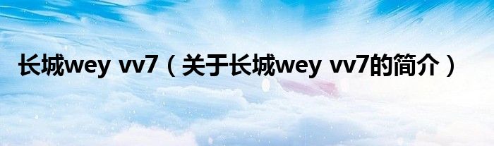 長城wey vv7（關(guān)于長城wey vv7的簡介）