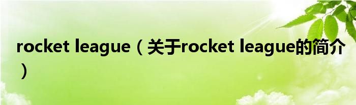 rocket league（關(guān)于rocket league的簡(jiǎn)介）