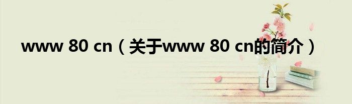 www 80 cn（關(guān)于www 80 cn的簡介）