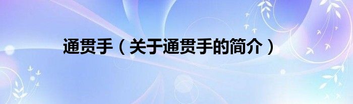 通貫手（關(guān)于通貫手的簡介）