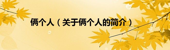 倆個(gè)人（關(guān)于倆個(gè)人的簡(jiǎn)介）