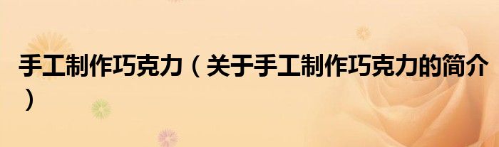 手工制作巧克力（關(guān)于手工制作巧克力的簡(jiǎn)介）