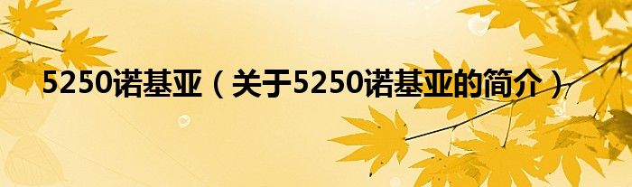 5250諾基亞（關(guān)于5250諾基亞的簡(jiǎn)介）