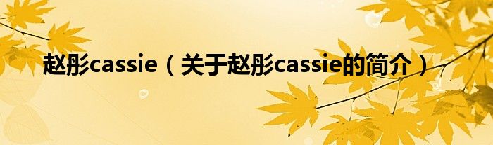 趙彤cassie（關(guān)于趙彤cassie的簡介）