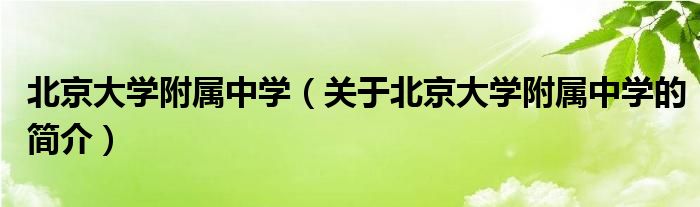 北京大學(xué)附屬中學(xué)（關(guān)于北京大學(xué)附屬中學(xué)的簡(jiǎn)介）