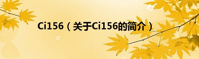 Ci156（關(guān)于Ci156的簡(jiǎn)介）