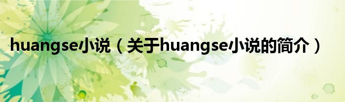 huangse小說（關于huangse小說的簡介）