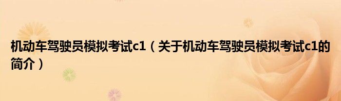 機動車駕駛員模擬考試c1（關于機動車駕駛員模擬考試c1的簡介）