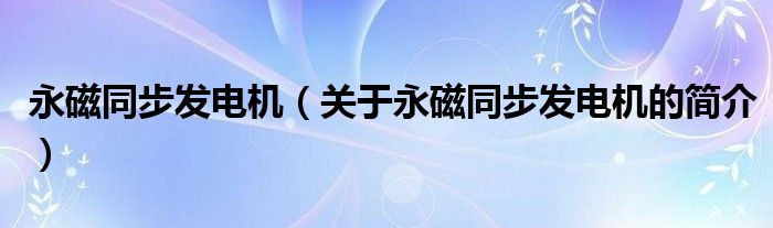 永磁同步發(fā)電機（關(guān)于永磁同步發(fā)電機的簡介）