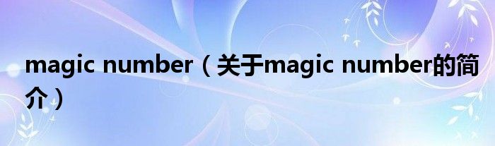 magic number（關(guān)于magic number的簡(jiǎn)介）