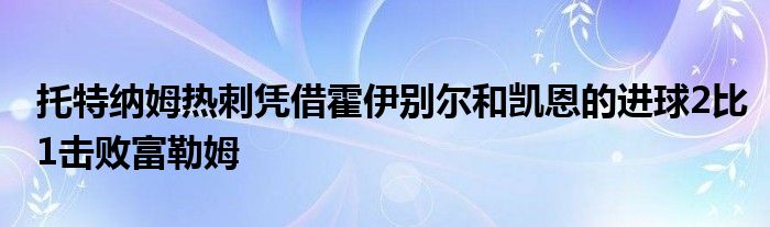 托特納姆熱刺憑借霍伊別爾和凱恩的進球2比1擊敗富勒姆