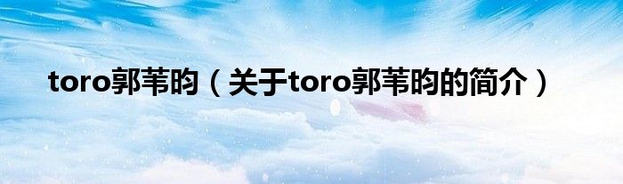 toro郭葦昀（關(guān)于toro郭葦昀的簡(jiǎn)介）