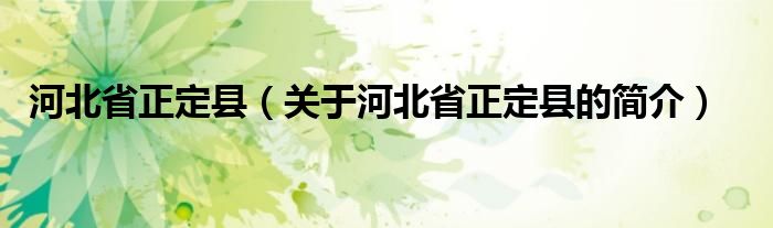 河北省正定縣（關(guān)于河北省正定縣的簡介）