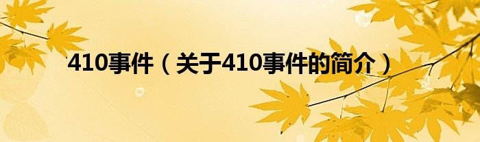 410事件（關(guān)于410事件的簡(jiǎn)介）