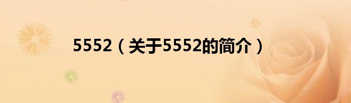 5552（關(guān)于5552的簡(jiǎn)介）