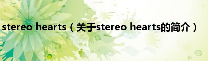 stereo hearts（關于stereo hearts的簡介）