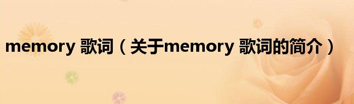 memory 歌詞（關(guān)于memory 歌詞的簡介）