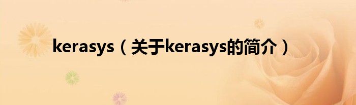 kerasys（關于kerasys的簡介）