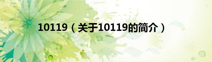 10119（關(guān)于10119的簡(jiǎn)介）