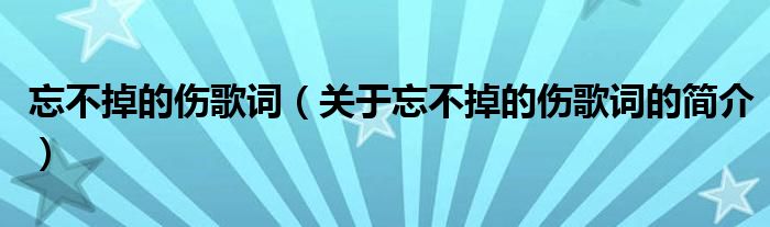 忘不掉的傷歌詞（關(guān)于忘不掉的傷歌詞的簡(jiǎn)介）