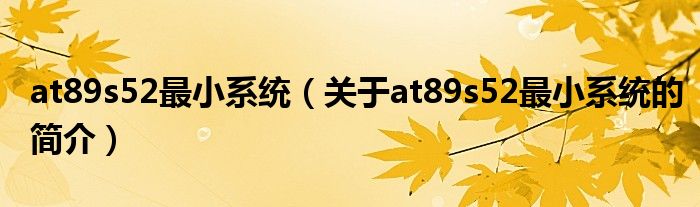 at89s52最小系統(tǒng)（關(guān)于at89s52最小系統(tǒng)的簡(jiǎn)介）