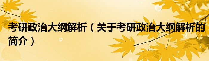 考研政治大綱解析（關(guān)于考研政治大綱解析的簡(jiǎn)介）