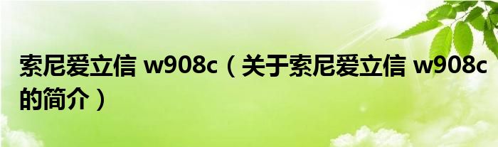 索尼愛(ài)立信 w908c（關(guān)于索尼愛(ài)立信 w908c的簡(jiǎn)介）